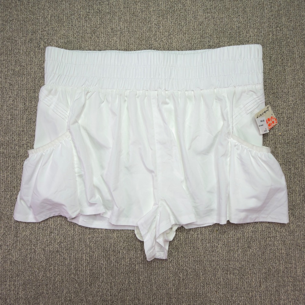 FP Movement Get Your Flirt On Athletic Shorts White XL NWT Flowy Pocket Active